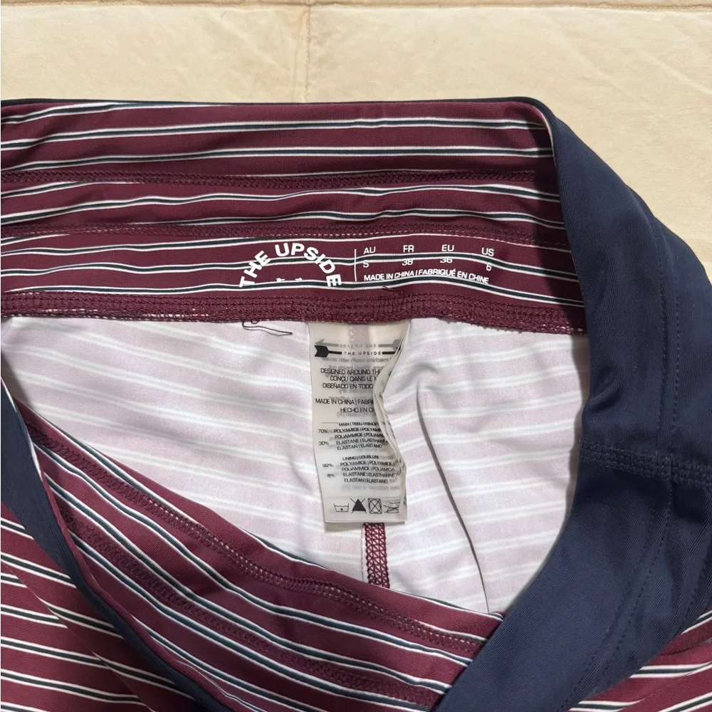 The Upside - Striped Maroon and Navy Drawstring Leggings - NWOT - Size 6